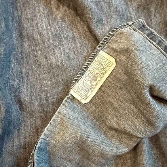 Double RL RRL Washed Black Chambray Long Sleeve Work Shirt XL - Picture 7 of 11